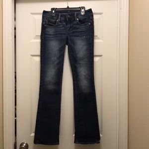 Like New American Eagle size 2 jeans. Dark blue, kick boot stretch.